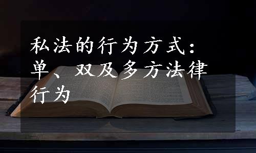 私法的行为方式：单、双及多方法律行为