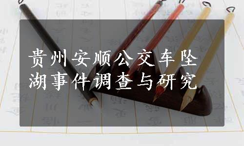 贵州安顺公交车坠湖事件调查与研究