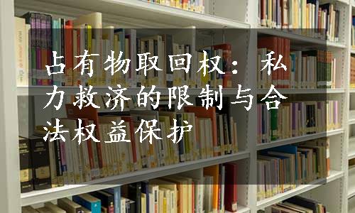 占有物取回权：私力救济的限制与合法权益保护