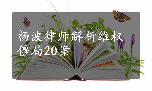 杨波律师解析维权僵局20案
