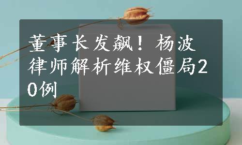 董事长发飙！杨波律师解析维权僵局20例