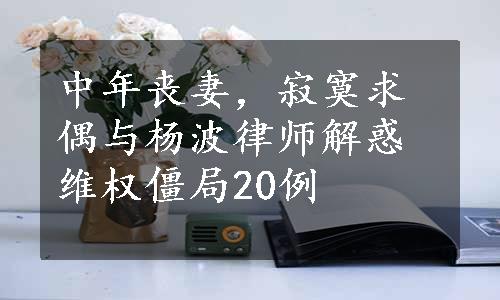 中年丧妻，寂寞求偶与杨波律师解惑维权僵局20例