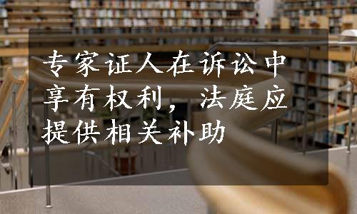 专家证人在诉讼中享有权利，法庭应提供相关补助