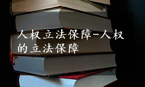 人权立法保障-人权的立法保障