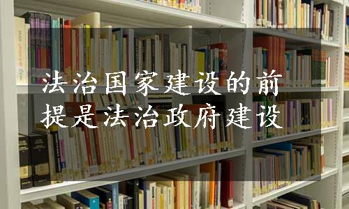 法治国家建设的前提是法治政府建设