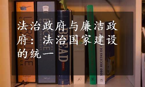 法治政府与廉洁政府：法治国家建设的统一