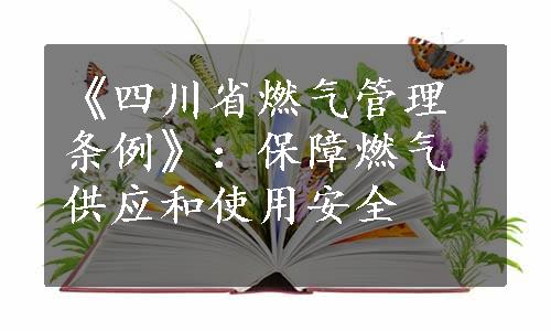 《四川省燃气管理条例》：保障燃气供应和使用安全