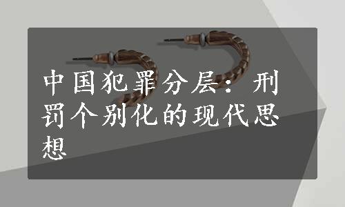 中国犯罪分层：刑罚个别化的现代思想