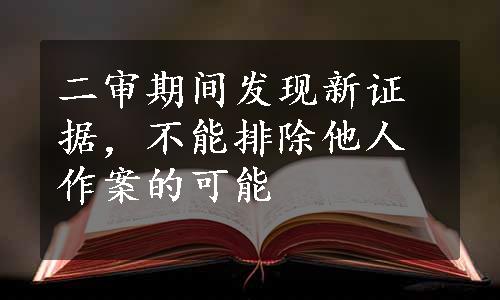 二审期间发现新证据，不能排除他人作案的可能