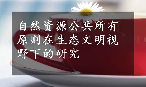 自然资源公共所有原则在生态文明视野下的研究