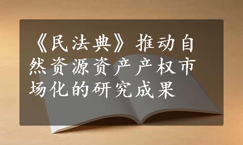 《民法典》推动自然资源资产产权市场化的研究成果