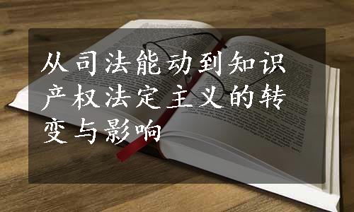 从司法能动到知识产权法定主义的转变与影响