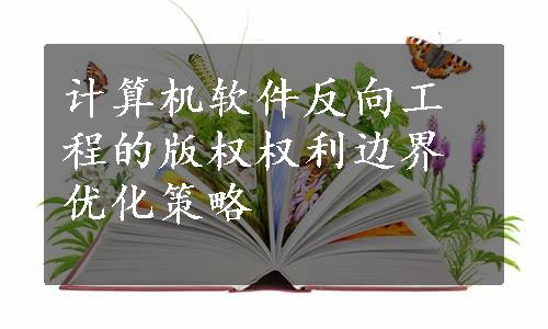 计算机软件反向工程的版权权利边界优化策略