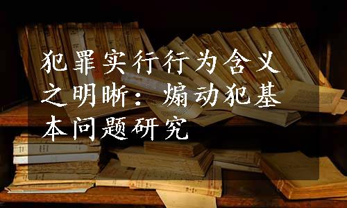 犯罪实行行为含义之明晰：煽动犯基本问题研究