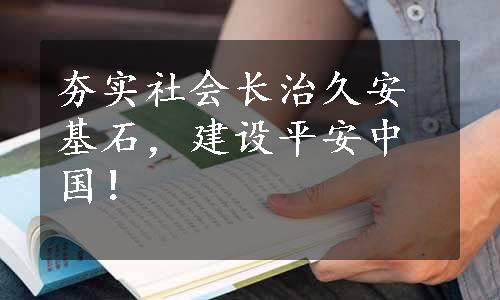 夯实社会长治久安基石，建设平安中国！