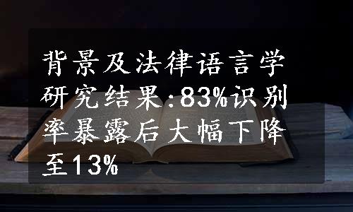 背景及法律语言学研究结果:83%识别率暴露后大幅下降至13%