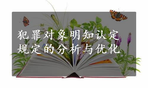 犯罪对象明知认定规定的分析与优化