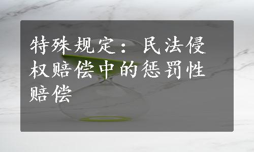 特殊规定：民法侵权赔偿中的惩罚性赔偿