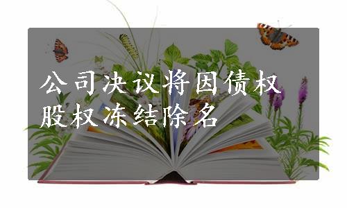 公司决议将因债权股权冻结除名