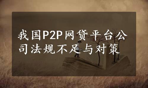 我国P2P网贷平台公司法规不足与对策