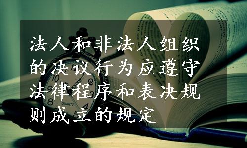 法人和非法人组织的决议行为应遵守法律程序和表决规则成立的规定