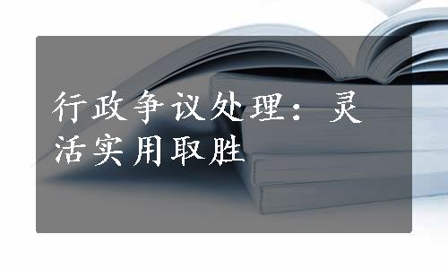 行政争议处理：灵活实用取胜