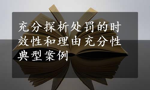 充分探析处罚的时效性和理由充分性典型案例