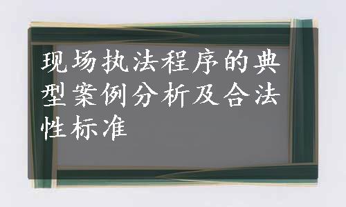 现场执法程序的典型案例分析及合法性标准