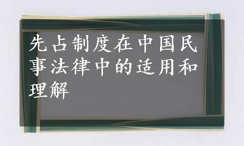 先占制度在中国民事法律中的适用和理解