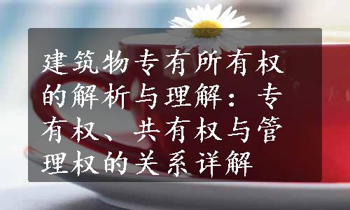 建筑物专有所有权的解析与理解：专有权、共有权与管理权的关系详解