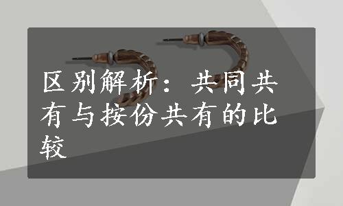 区别解析：共同共有与按份共有的比较