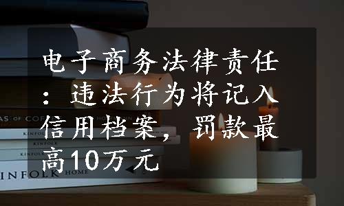 电子商务法律责任：违法行为将记入信用档案，罚款最高10万元