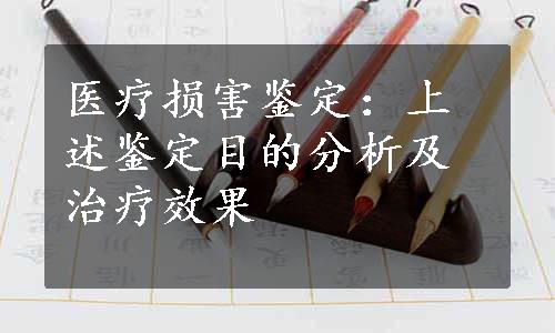 医疗损害鉴定：上述鉴定目的分析及治疗效果