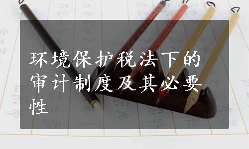 环境保护税法下的审计制度及其必要性