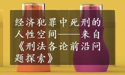 经济犯罪中死刑的人性空间——来自《刑法各论前沿问题探索》