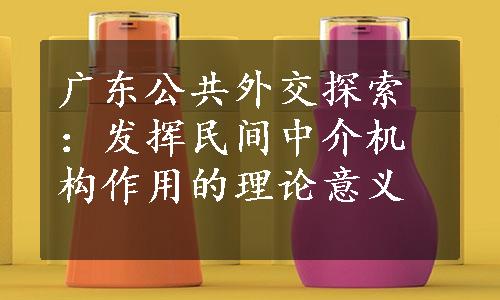 广东公共外交探索：发挥民间中介机构作用的理论意义