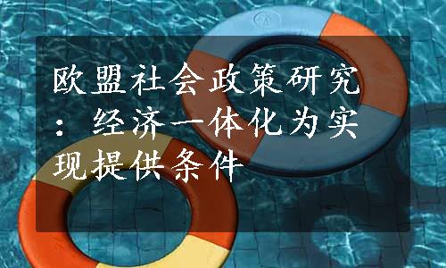 欧盟社会政策研究：经济一体化为实现提供条件