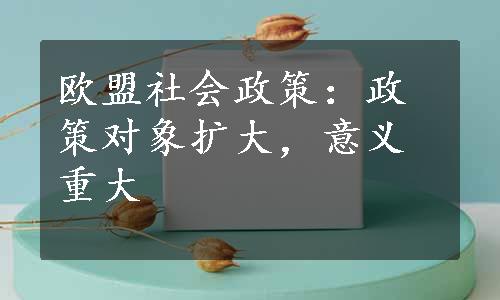 欧盟社会政策：政策对象扩大，意义重大