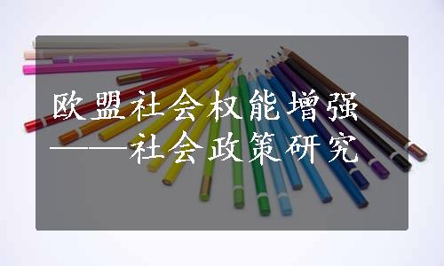 欧盟社会权能增强——社会政策研究