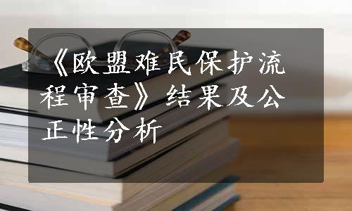 《欧盟难民保护流程审查》结果及公正性分析