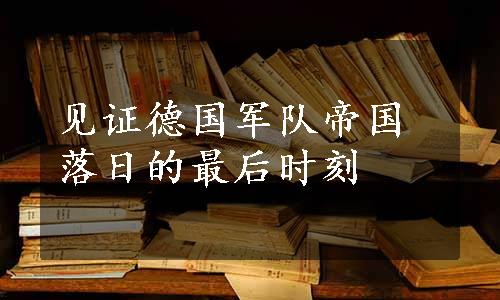 见证德国军队帝国落日的最后时刻