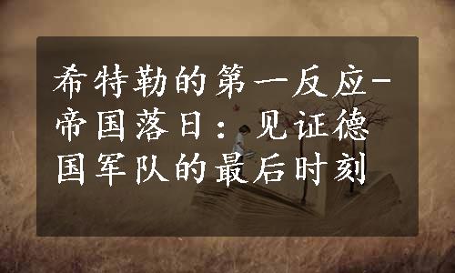 希特勒的第一反应-帝国落日：见证德国军队的最后时刻