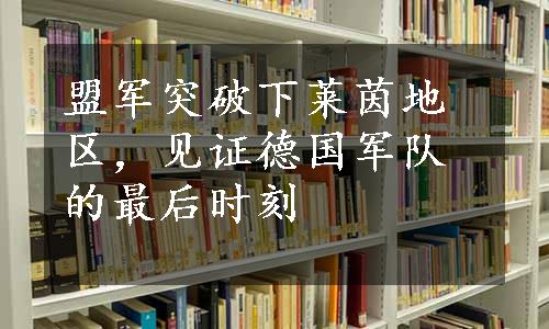 盟军突破下莱茵地区，见证德国军队的最后时刻