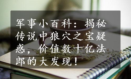 军事小百科：揭秘传说中狼穴之宝疑惑，价值数十亿法郎的大发现！