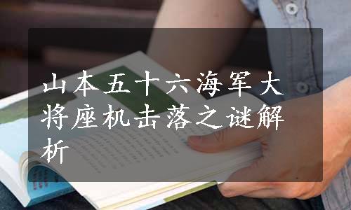 山本五十六海军大将座机击落之谜解析