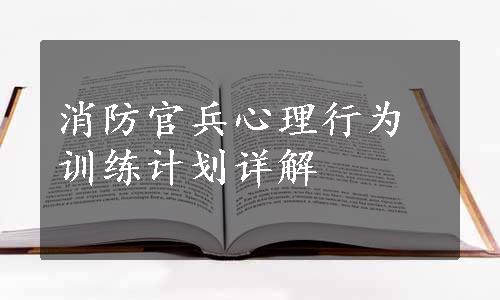 消防官兵心理行为训练计划详解