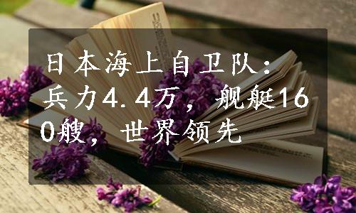 日本海上自卫队：兵力4.4万，舰艇160艘，世界领先