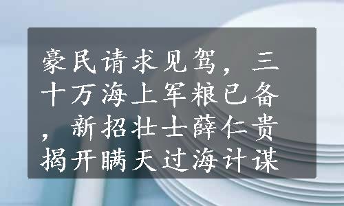 豪民请求见驾，三十万海上军粮已备，新招壮士薛仁贵揭开瞒天过海计谋