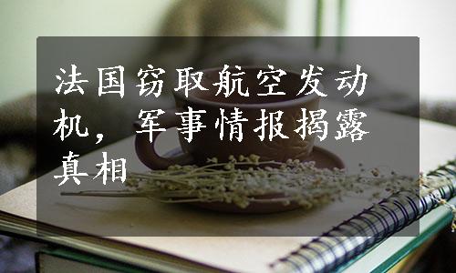 法国窃取航空发动机，军事情报揭露真相