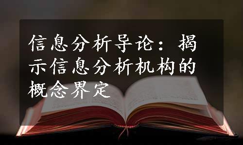 信息分析导论：揭示信息分析机构的概念界定